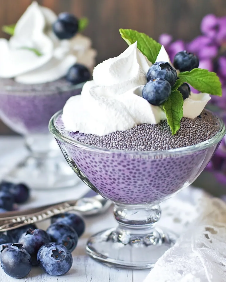 Delicious Blueberry Chia Pudding with Fresh Whipped Cream image