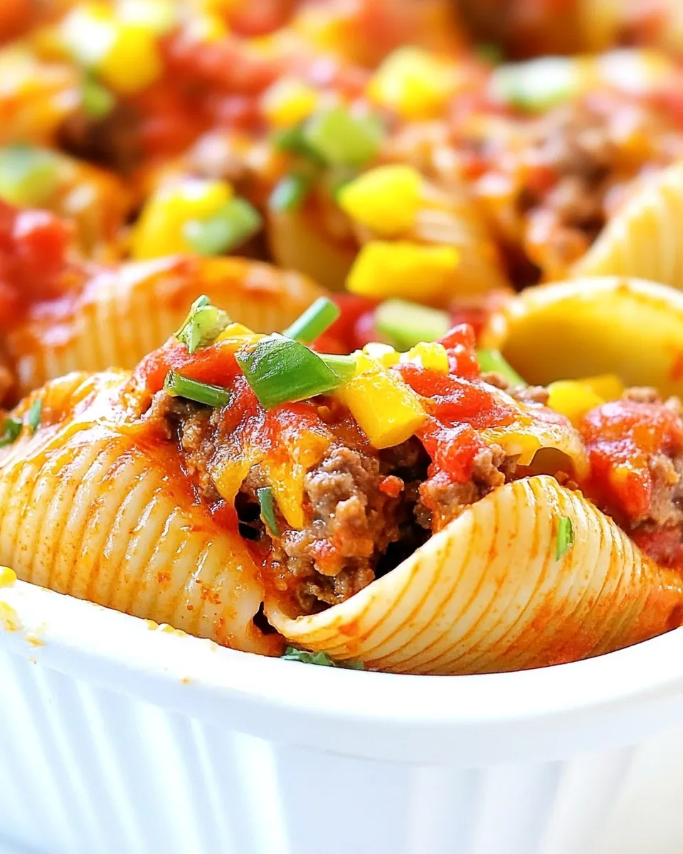Delicious Cheesy Cheeseburger Stuffed Shells shot