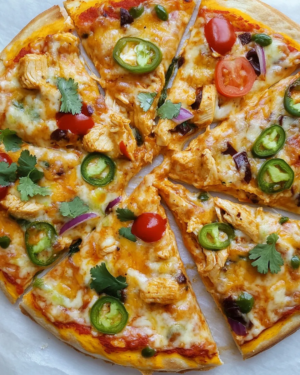 Delicious Chicken Enchilada Pizza shot