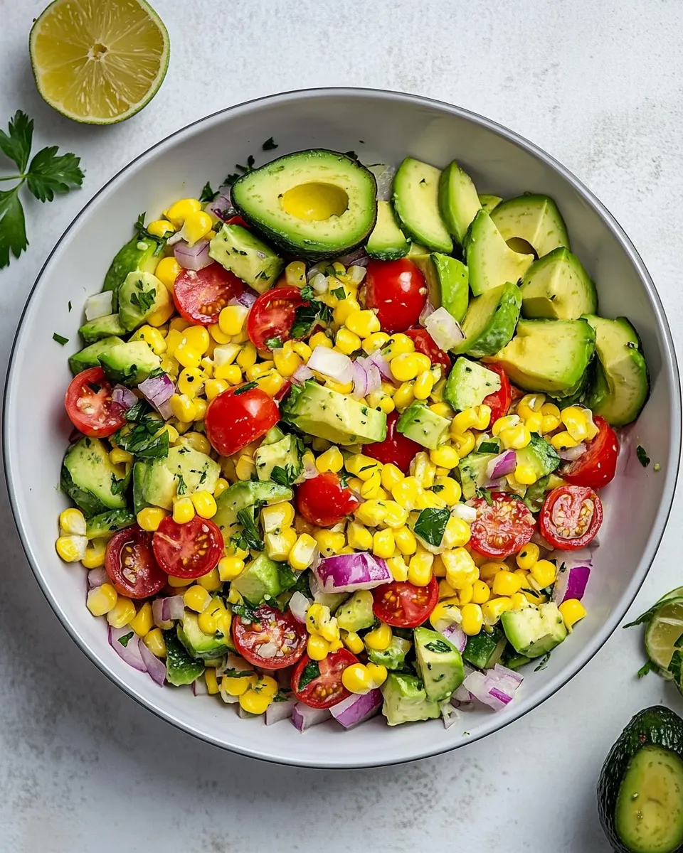 Delicious Corn Tomato Avocado Salad shot