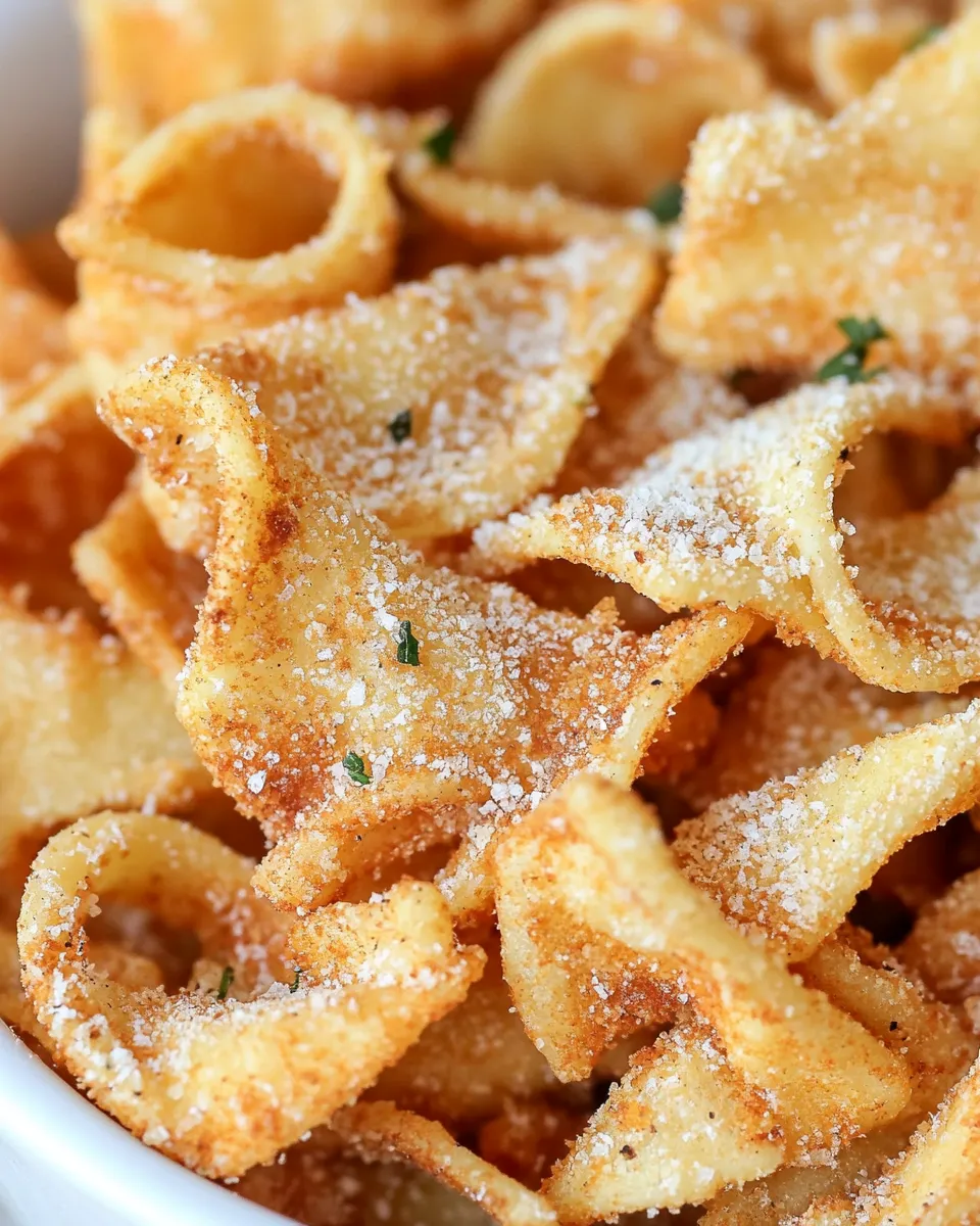 Delicious Crispy Air Fryer Pasta Chips shot