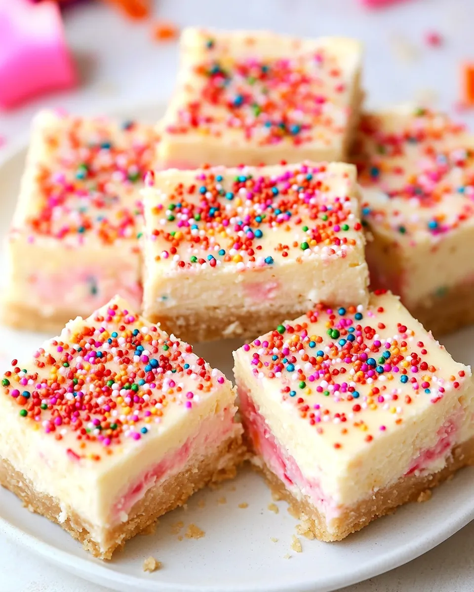 Delicious Funfetti Cheesecake Bars Recipe image