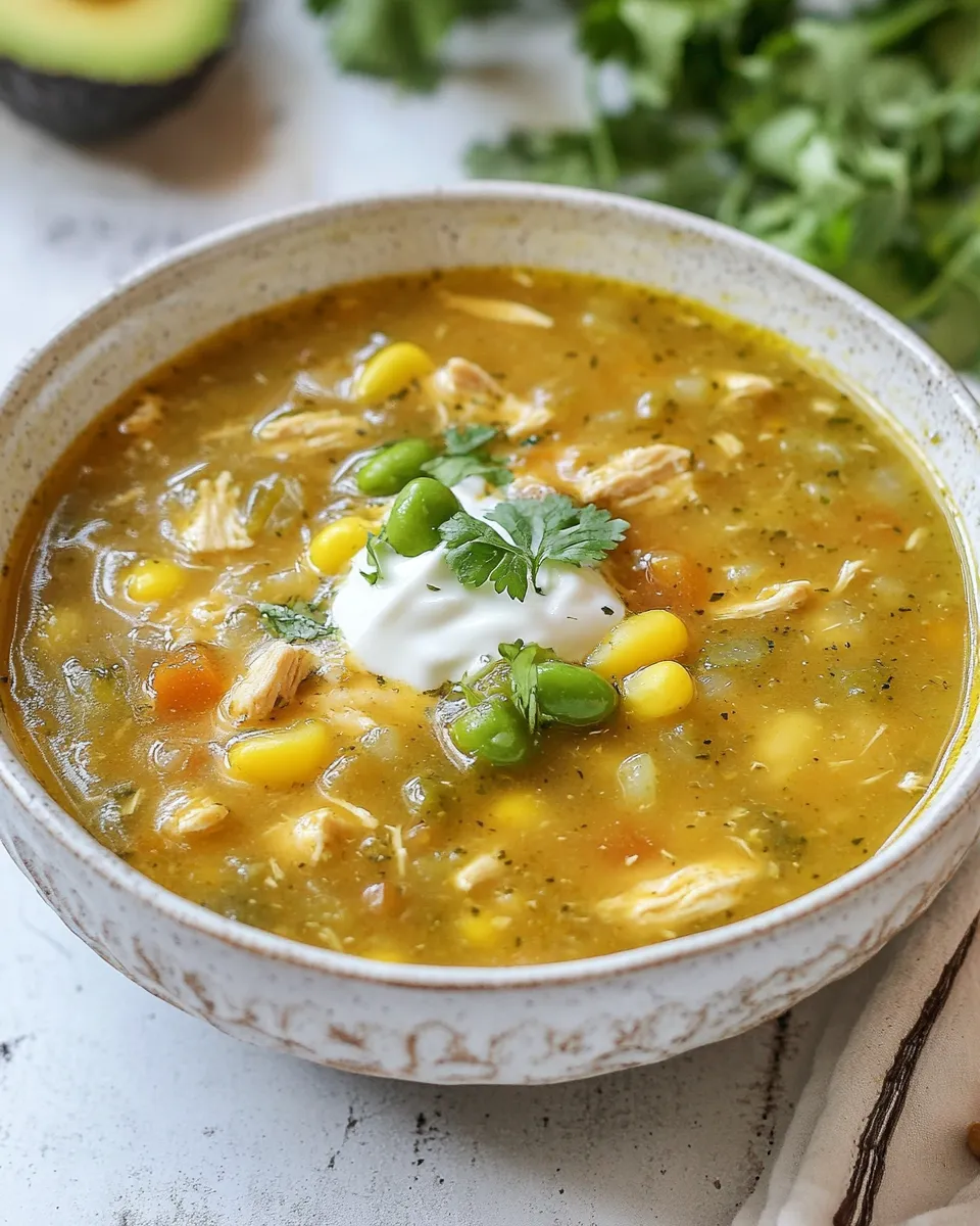 Delicious Green Chili Chicken Soup shot