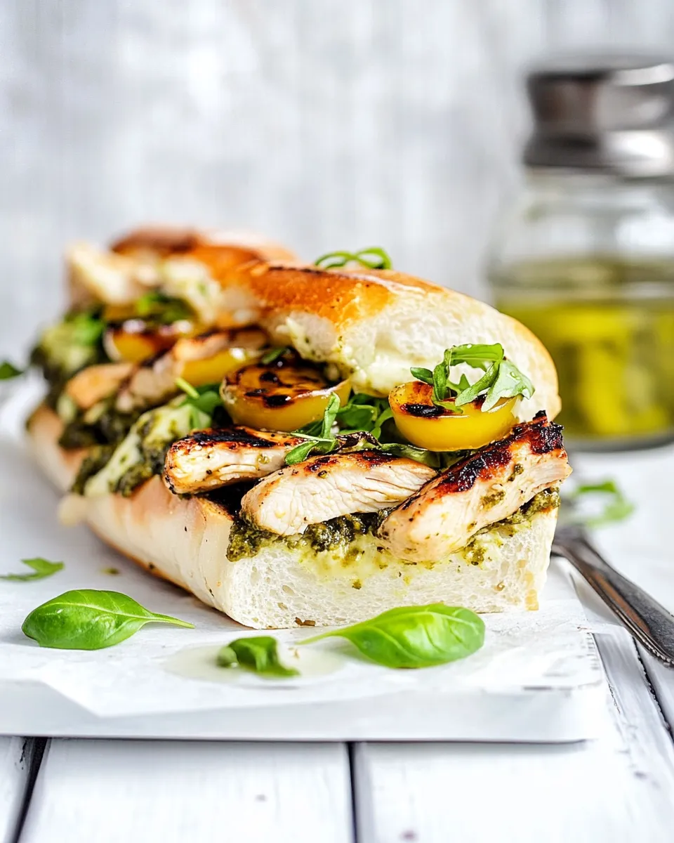 Savory Grilled Chicken Pesto Subs plate image