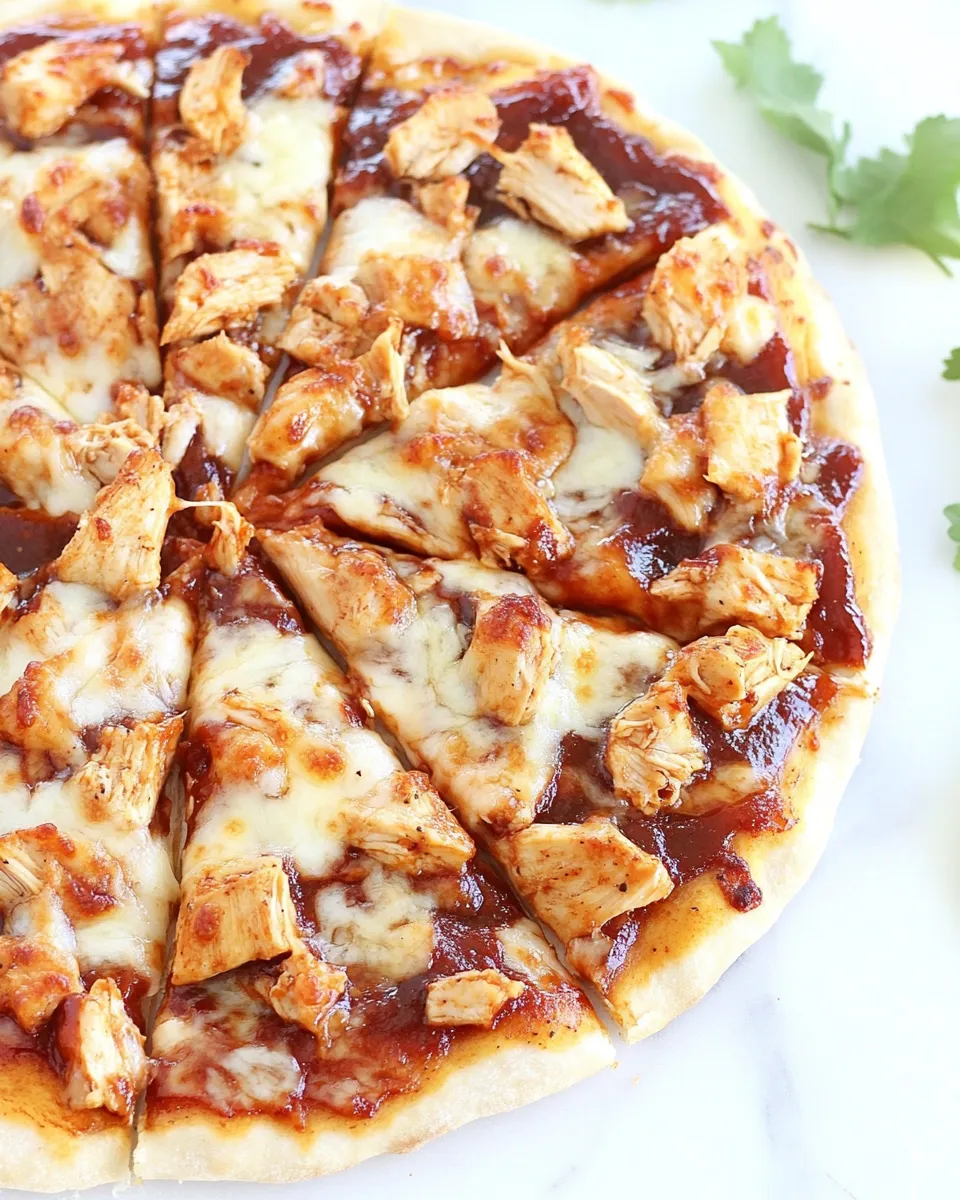 Tasty Homemade BBQ Chicken Pizza shot