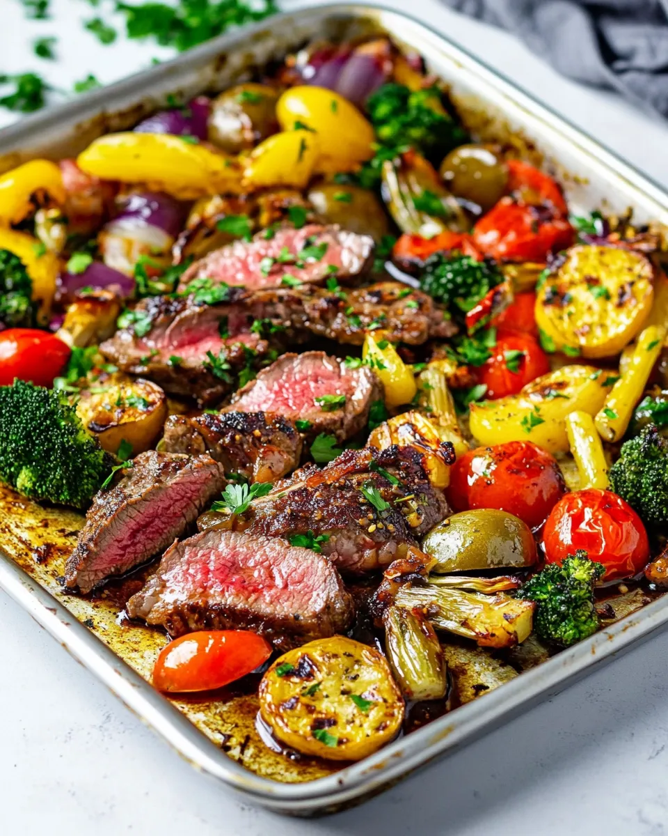 Quick Sheet Pan Steak and Veggies food shot