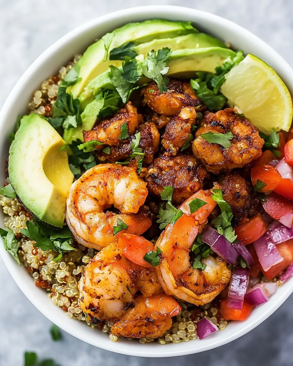 Easy Shrimp Avocado Quinoa Bowls photo
