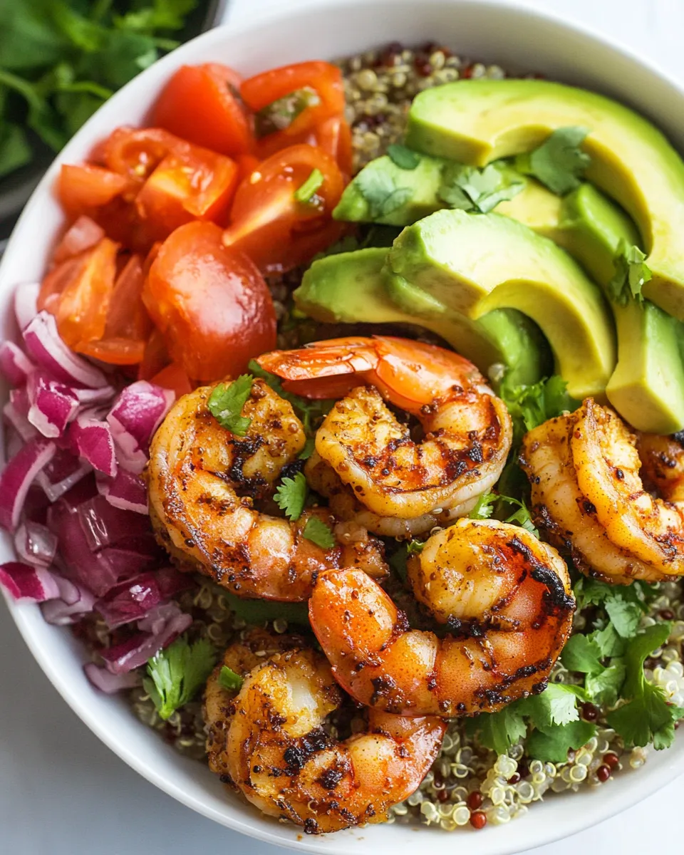 Tasty Shrimp Avocado Quinoa Bowls shot