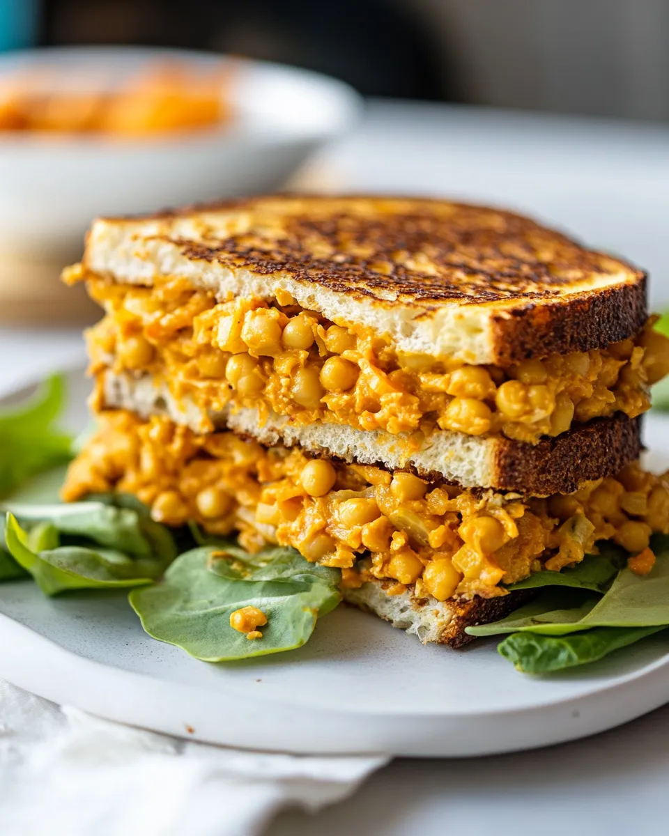 Healthy Vegan Carrot Chickpea Tuna Melt shot