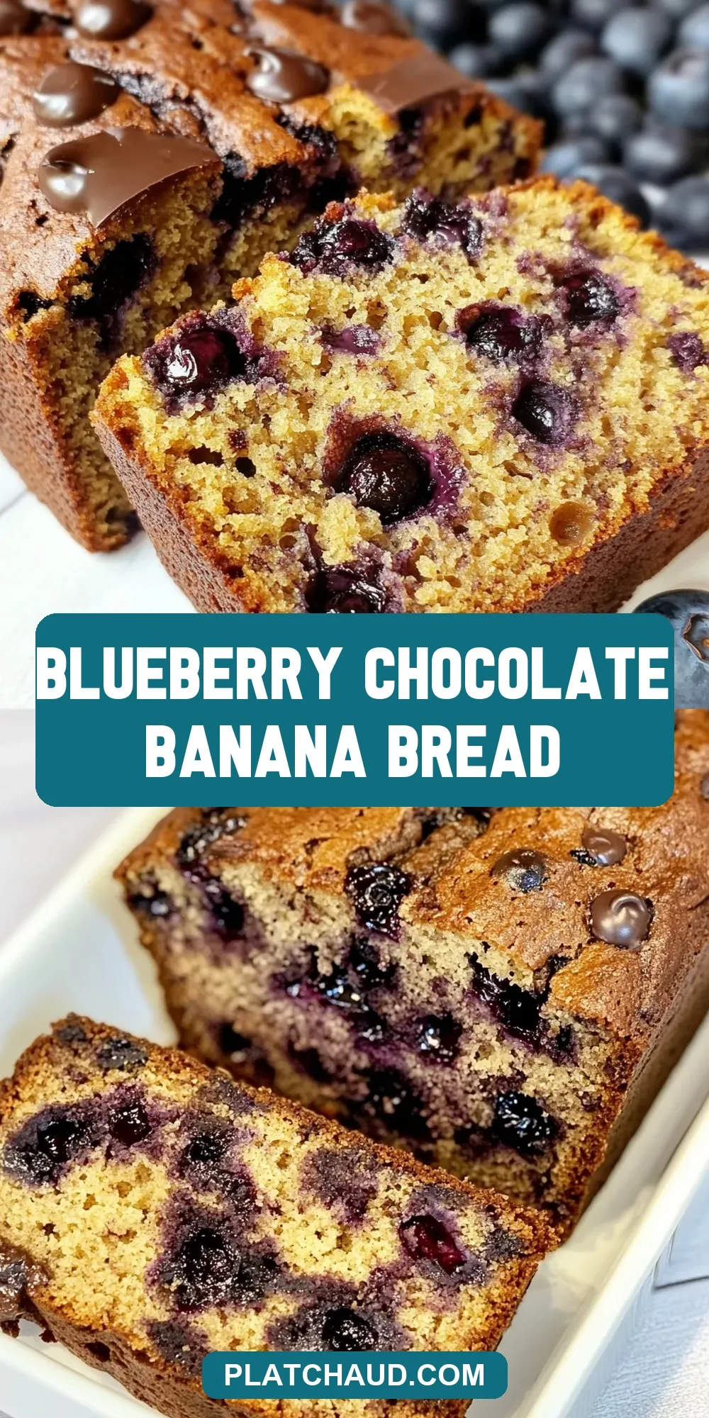 Delicious Blueberry Chocolate Banana Bread