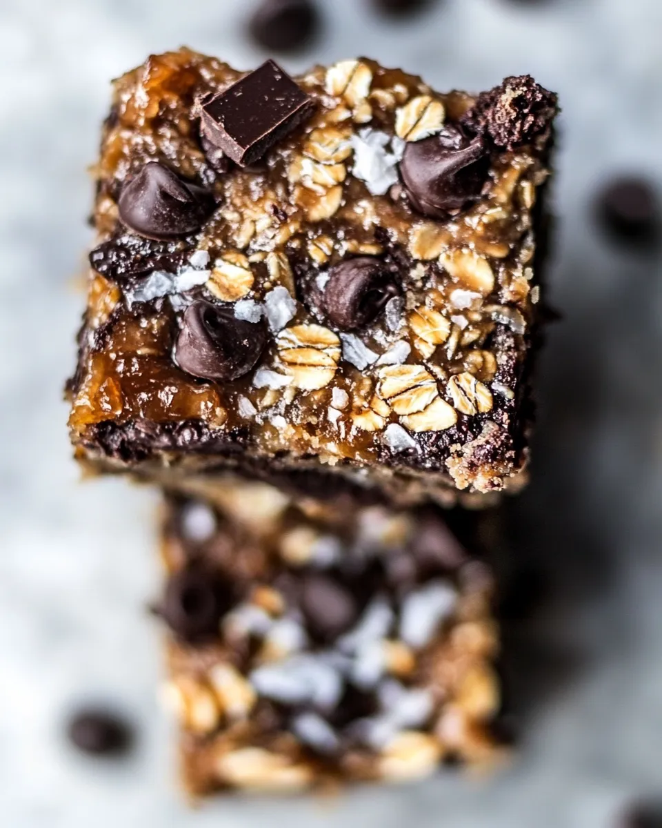 Perfect 7-Layer Dulce De Leche Oatmeal Chocolate Chip Bars. food shot