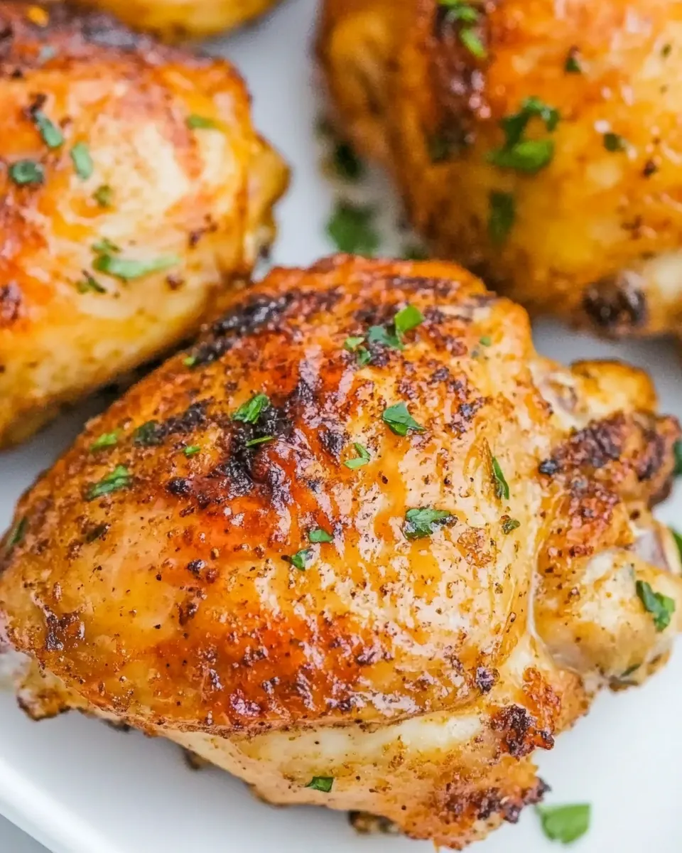 Delicious Air Fryer Crispy Chicken Thighs food shot