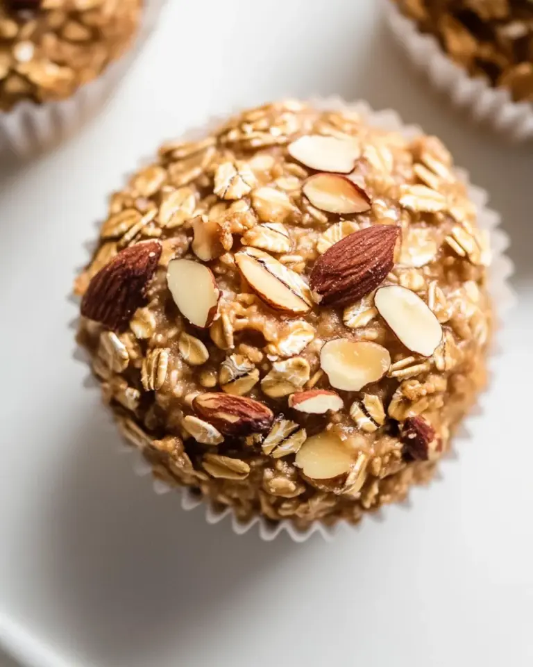 Savory Almond Butter Banana Baked Oatmeal Cups. recipe image