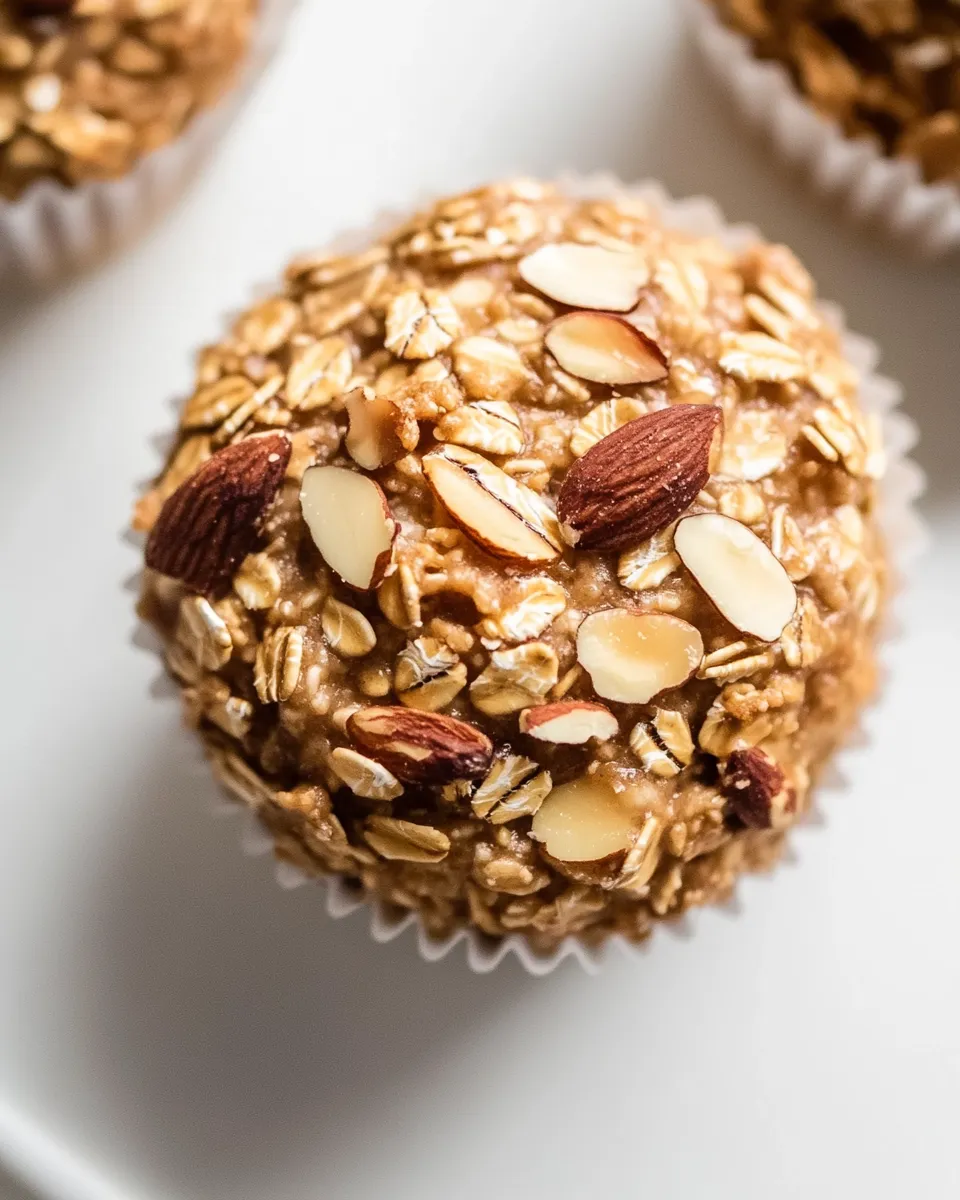 Savory Almond Butter Banana Baked Oatmeal Cups. recipe image