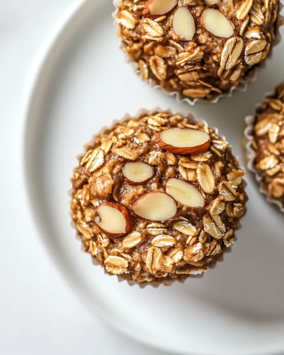 Homemade Almond Butter Banana Baked Oatmeal Cups. food shot