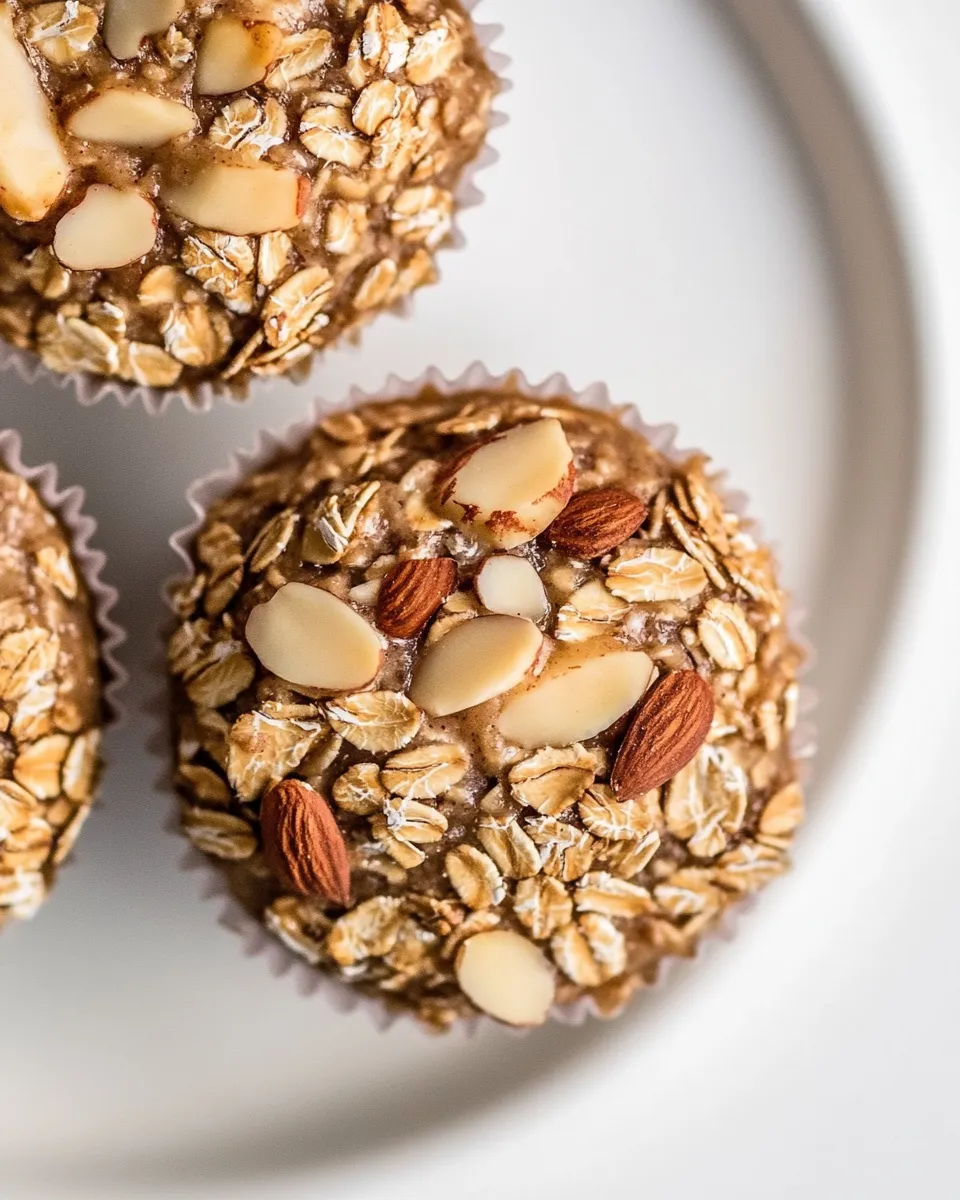 Sweet Almond Butter Banana Baked Oatmeal Cups. shot