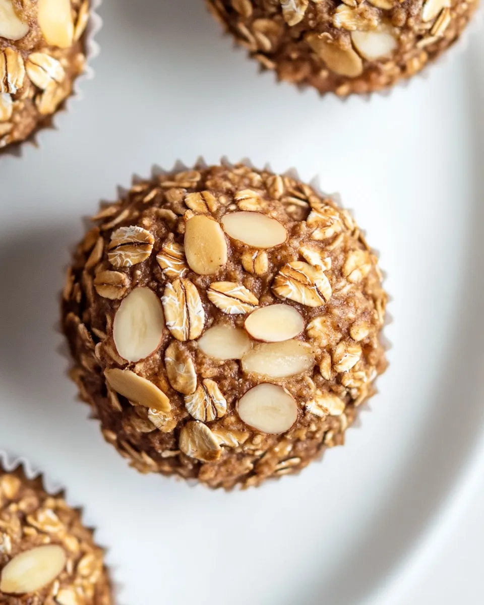 Easy Almond Butter Banana Baked Oatmeal Cups. food shot