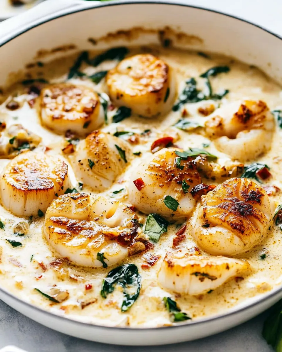 Savory Amazing Creamy Tuscan Garlic Scallops image