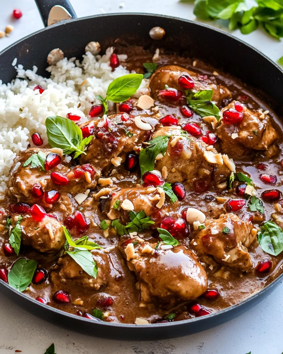 Delicious Asian Pomegranate Coconut Chicken Skillet image