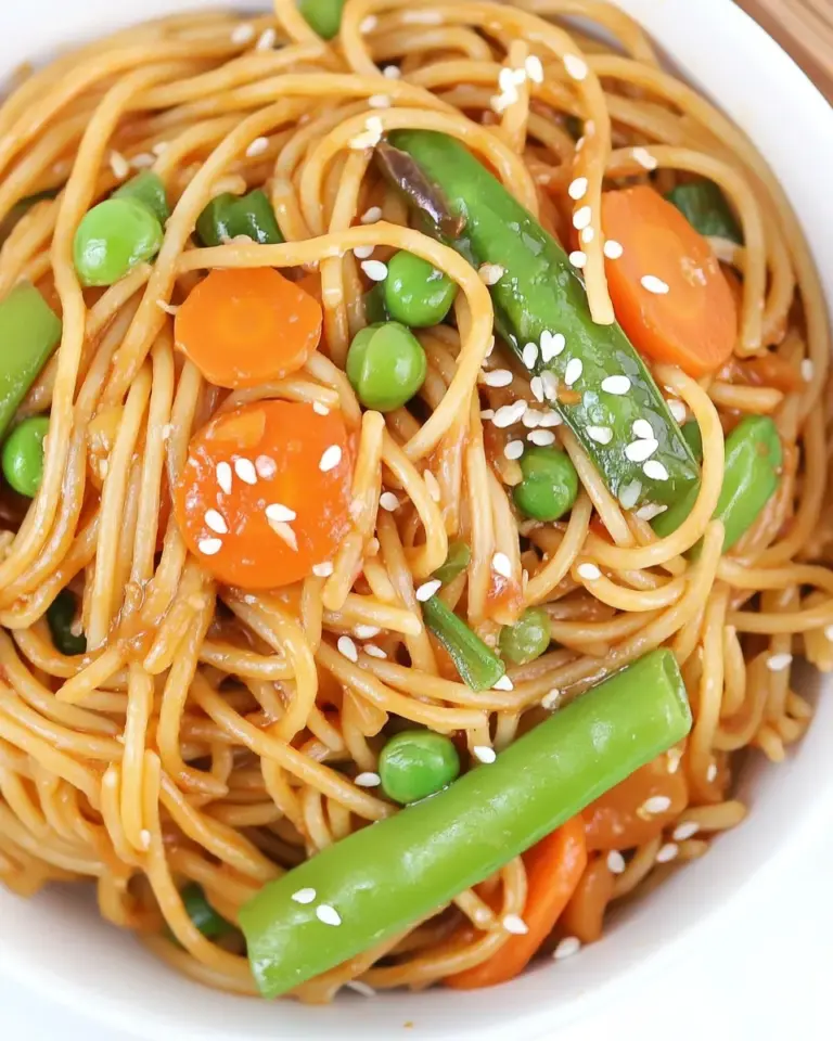 Homemade Asian Spaghetti with Garlic and Vegetables photo