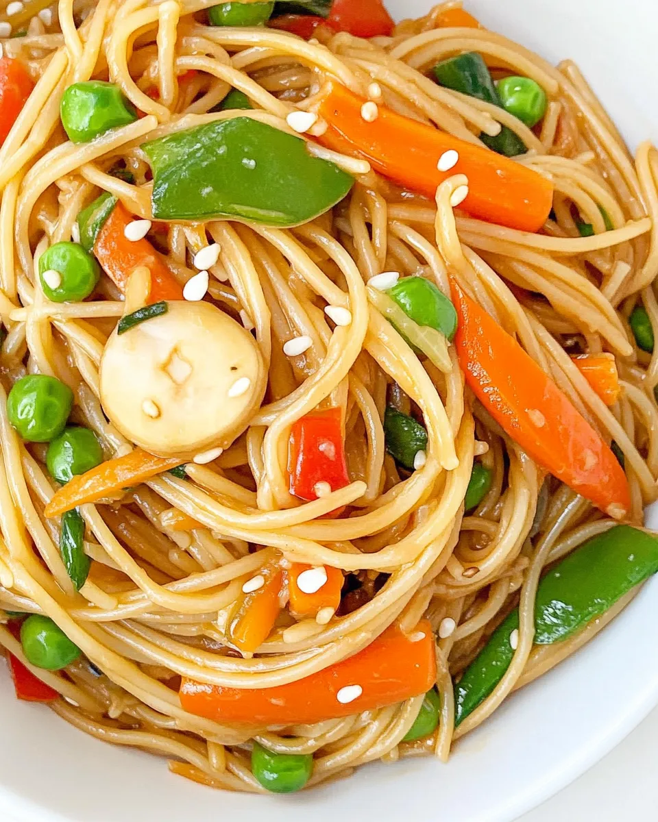 Classic Asian Spaghetti with Garlic and Vegetables image