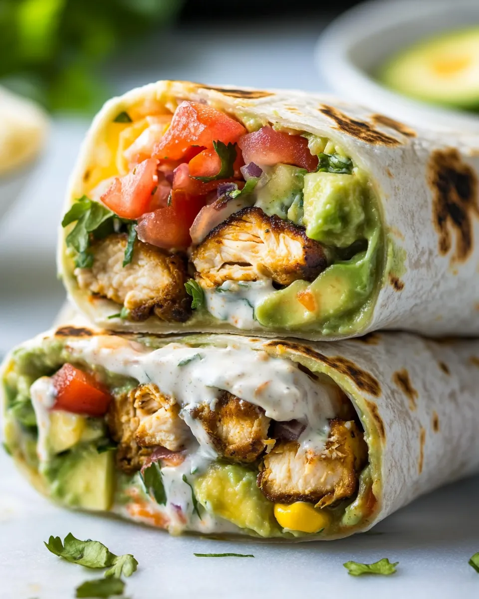 Homemade Avocado Ranch Chicken Burrito Wraps photo