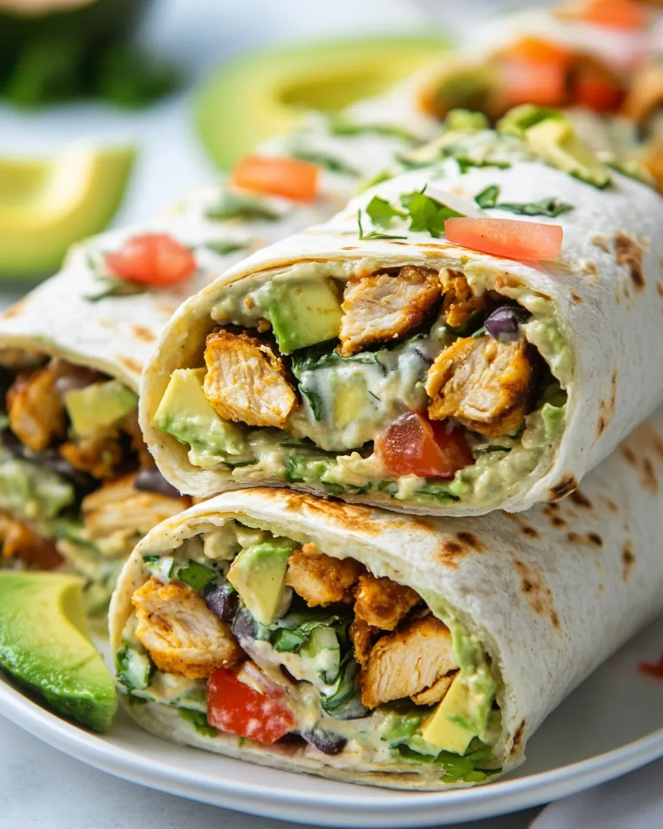 Delicious Avocado Ranch Chicken Burrito Wraps image