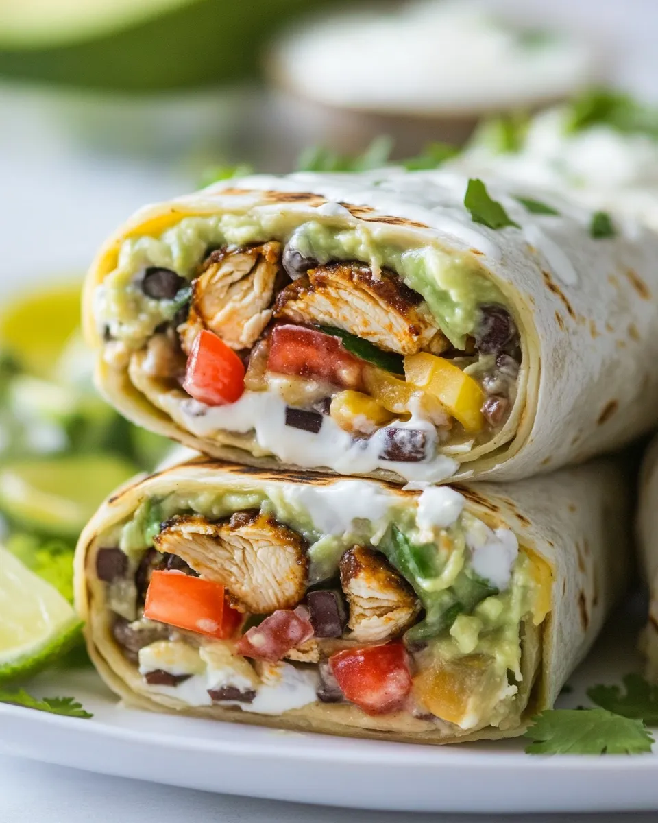 Easy Avocado Ranch Chicken Burrito Wraps recipe photo