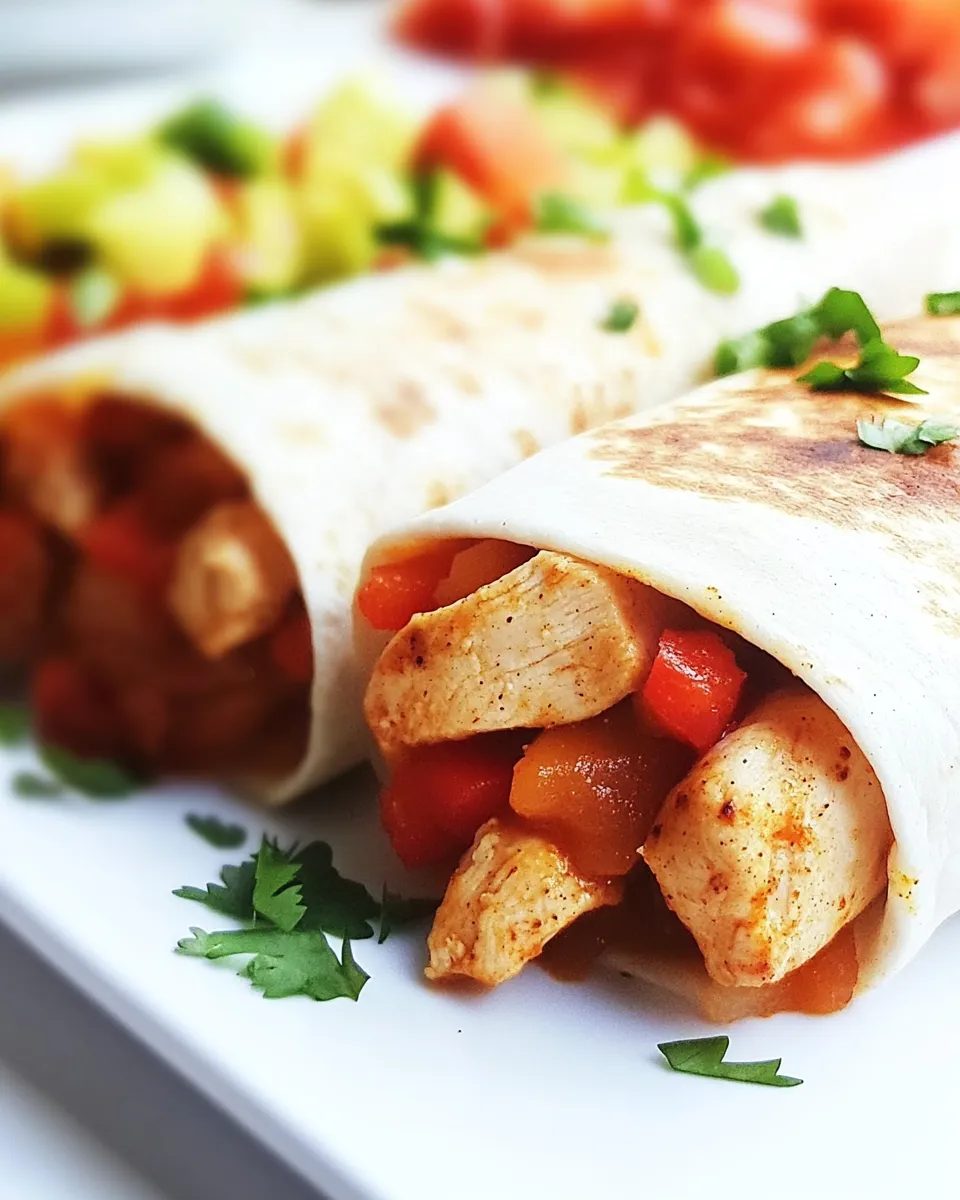 Savory Baked Chicken Fajita Burritos shot