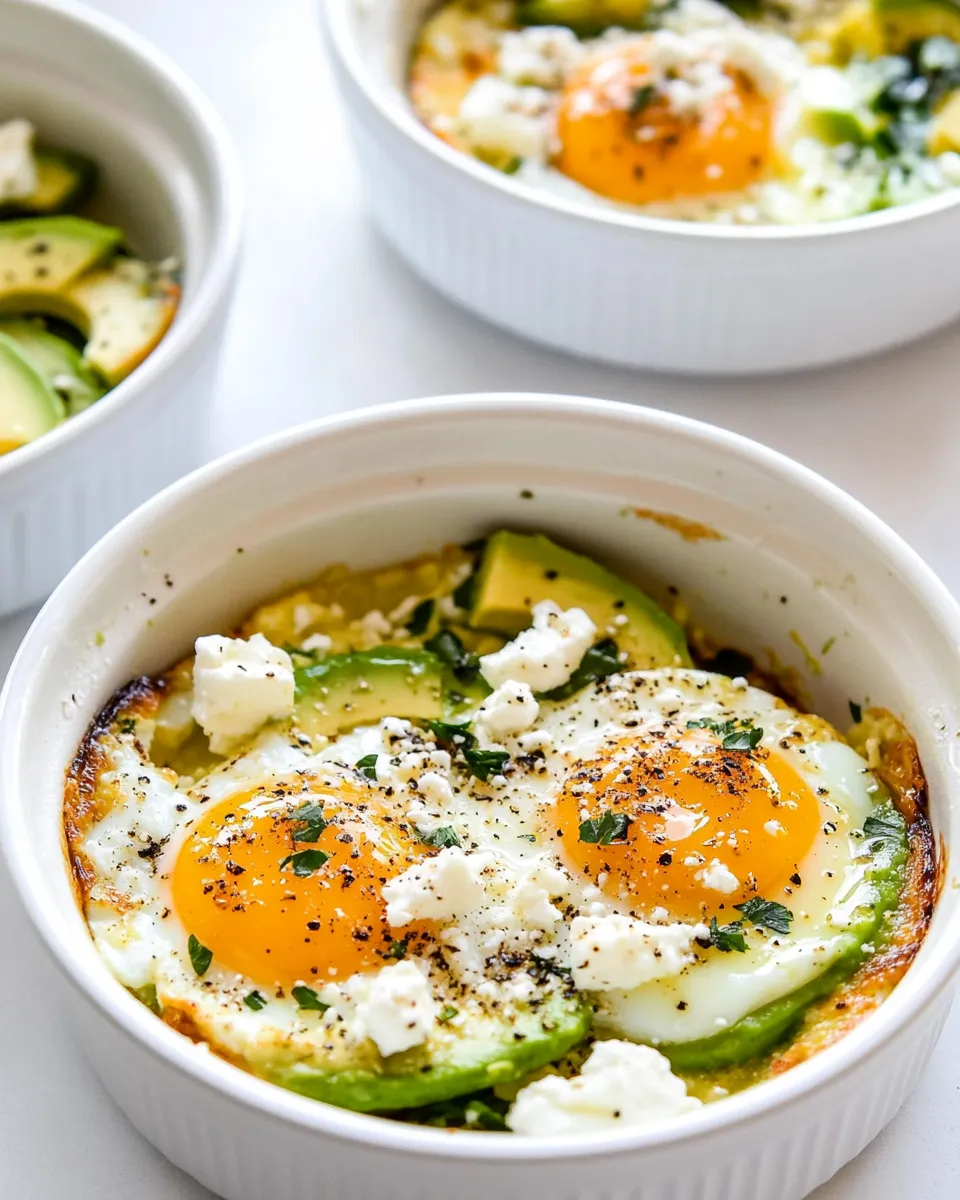 Quick Baked Eggs with Avocado and Feta shot