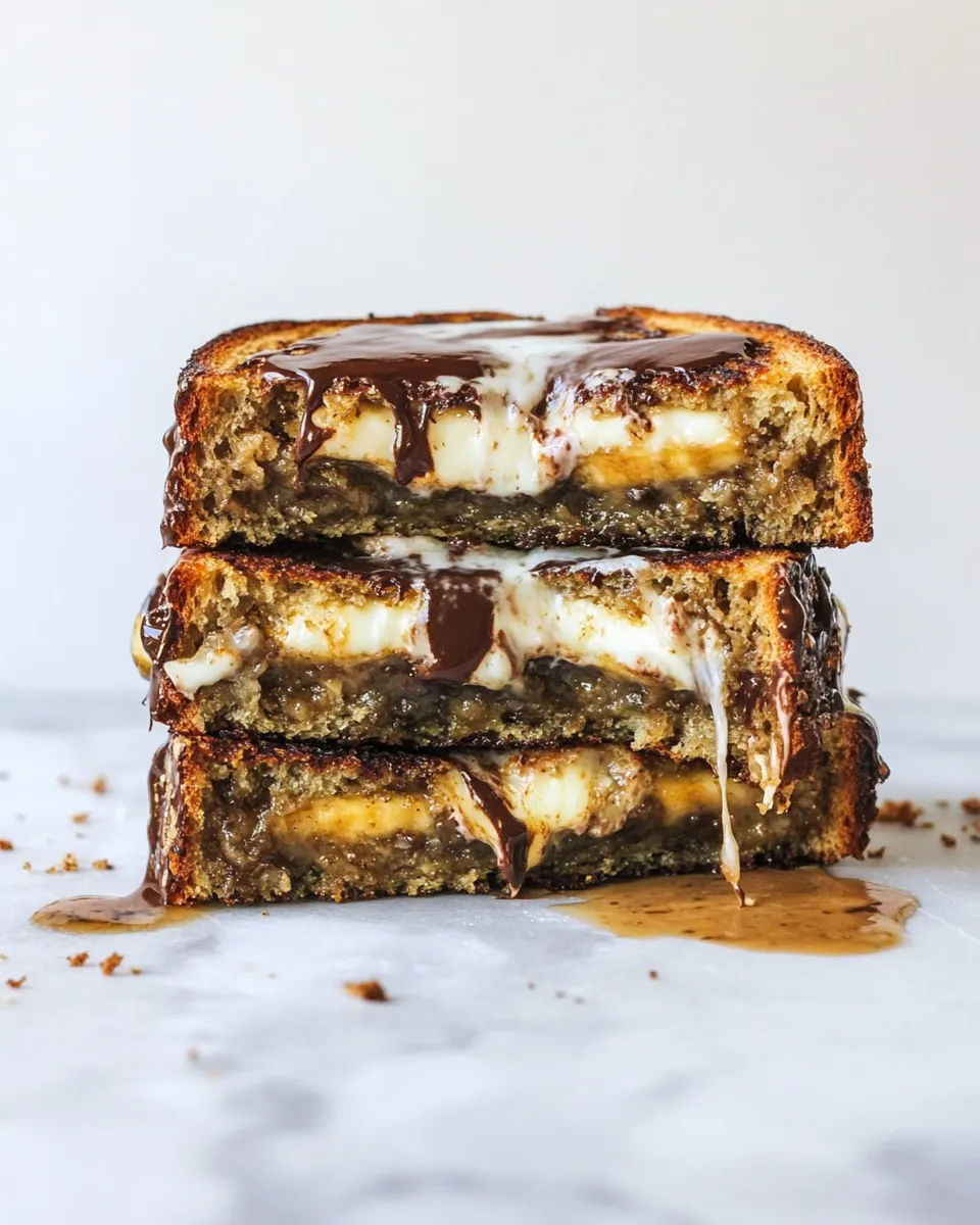 Easy Banana Bread, Brie and Chocolate Grilled Cheese. food shot
