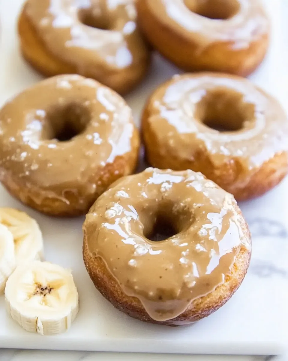 Classic Banana Bread Donuts with Browned Butter Caramel Glaze shot