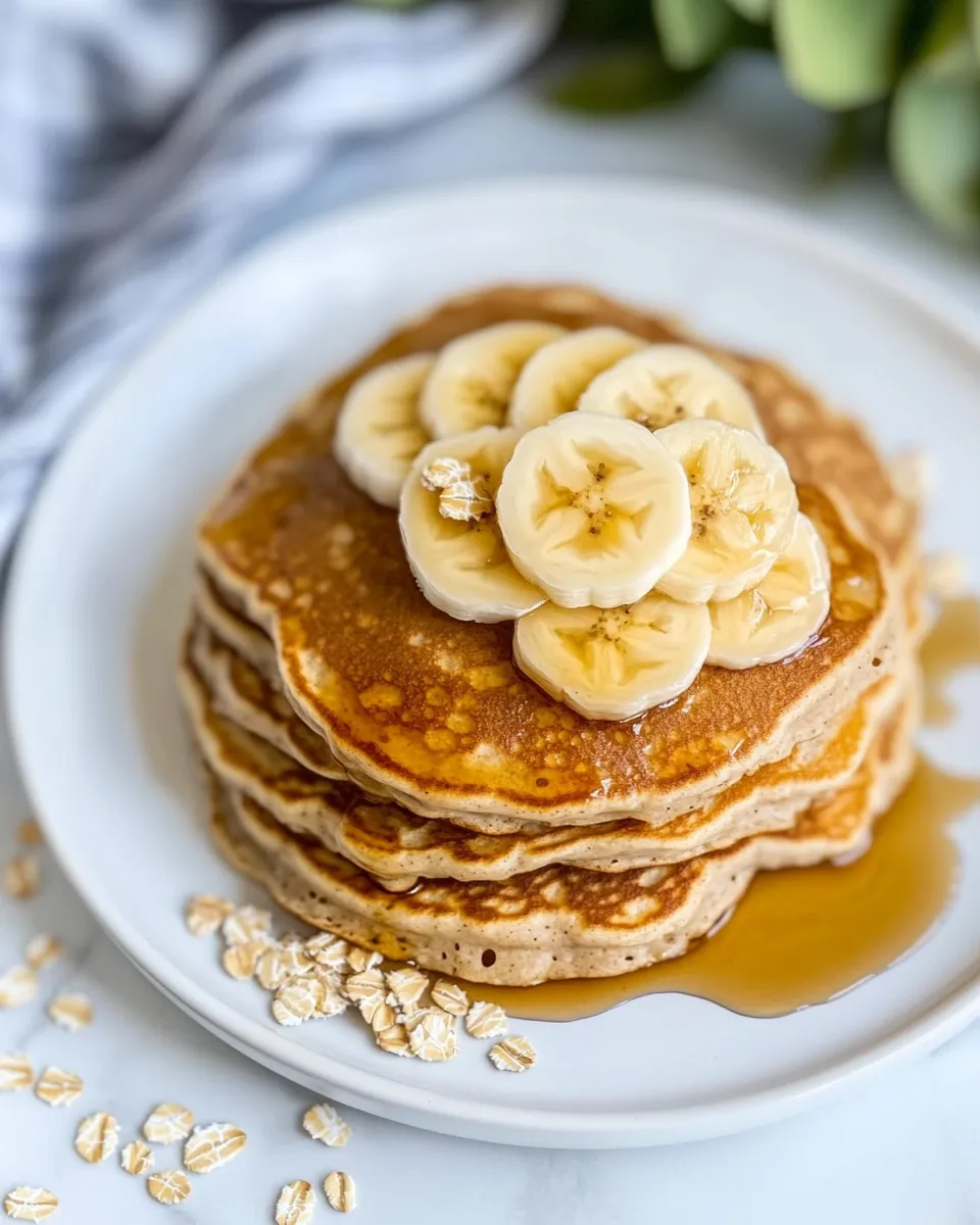 Quick Banana Oat Blender Pancakes food shot