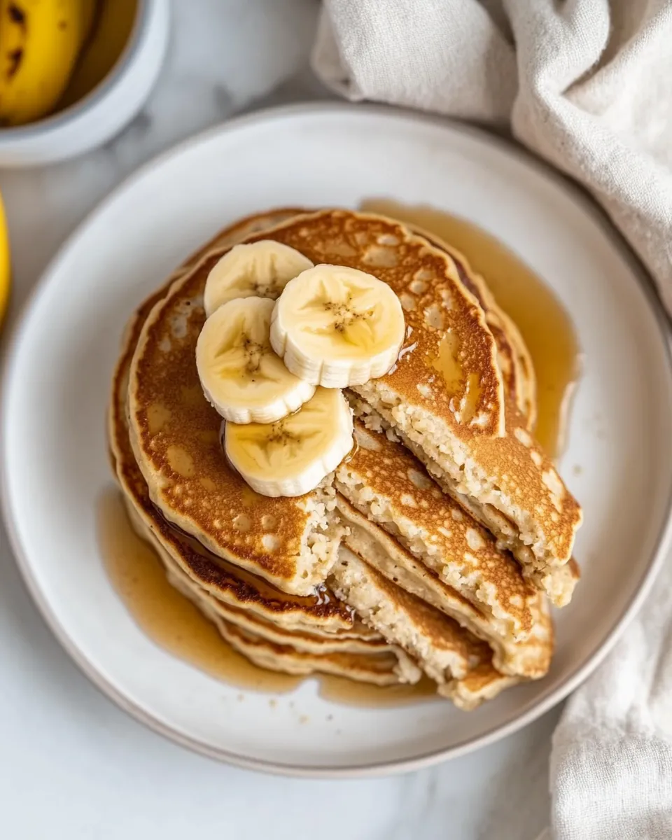 Easy Banana Oat Blender Pancakes plate image