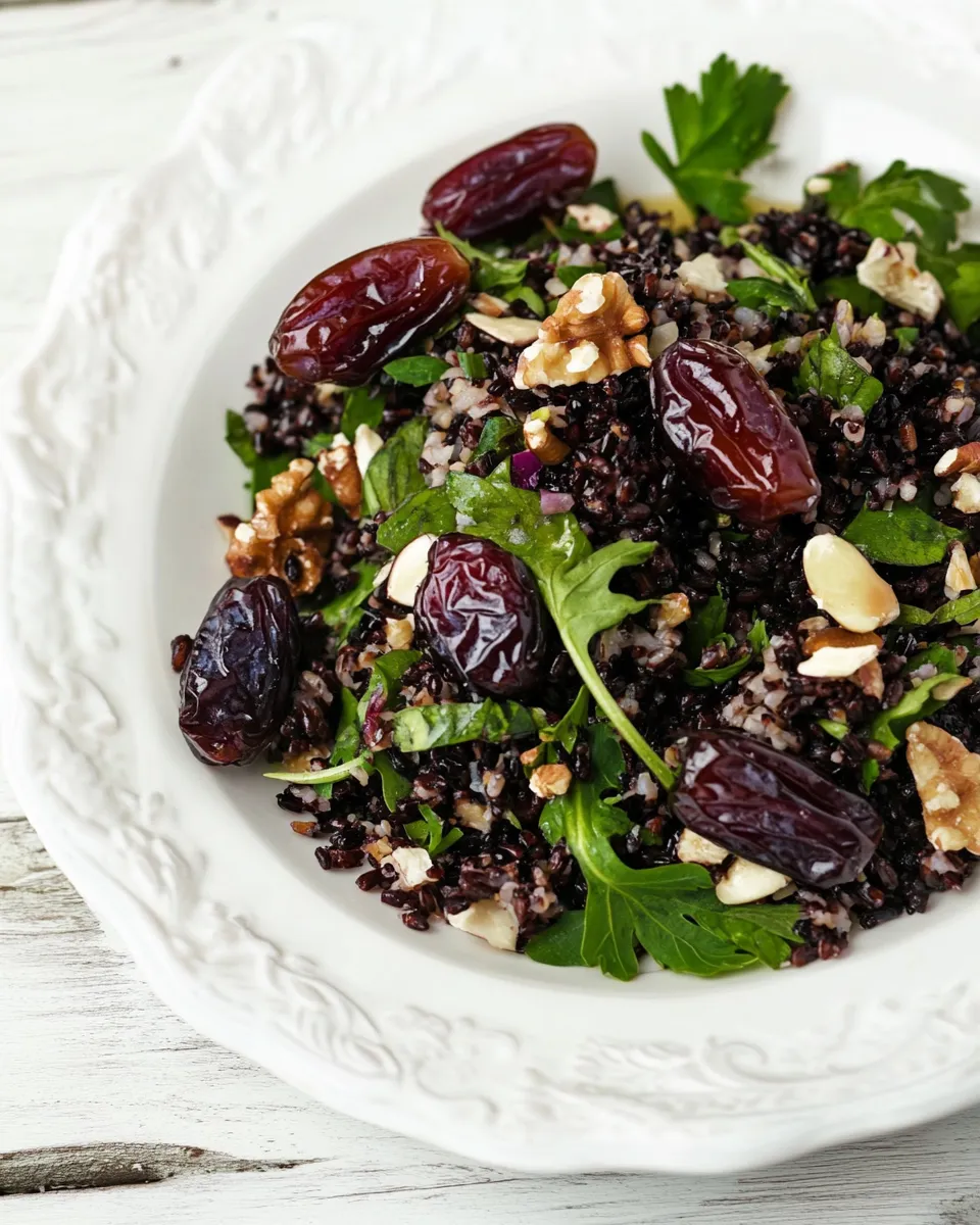 Healthy Black Rice & Date Salad with Balsamic Vinaigrette recipe photo