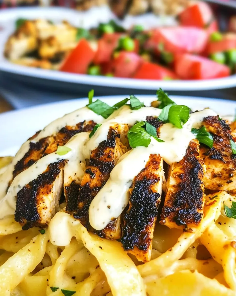 Delicious Blackened Chicken Alfredo shot