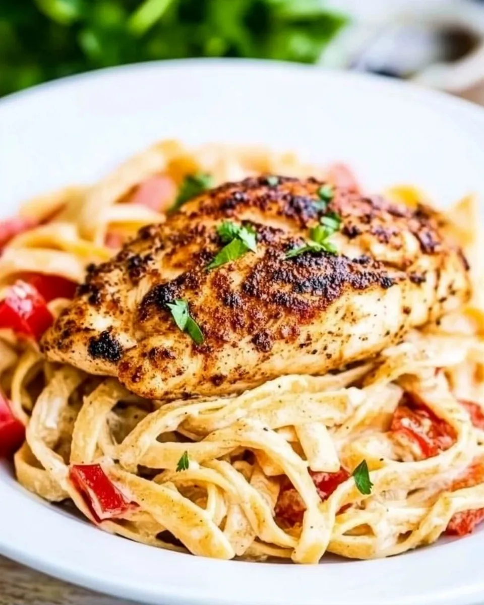 Delicious Blackened Chicken Fettuccine shot
