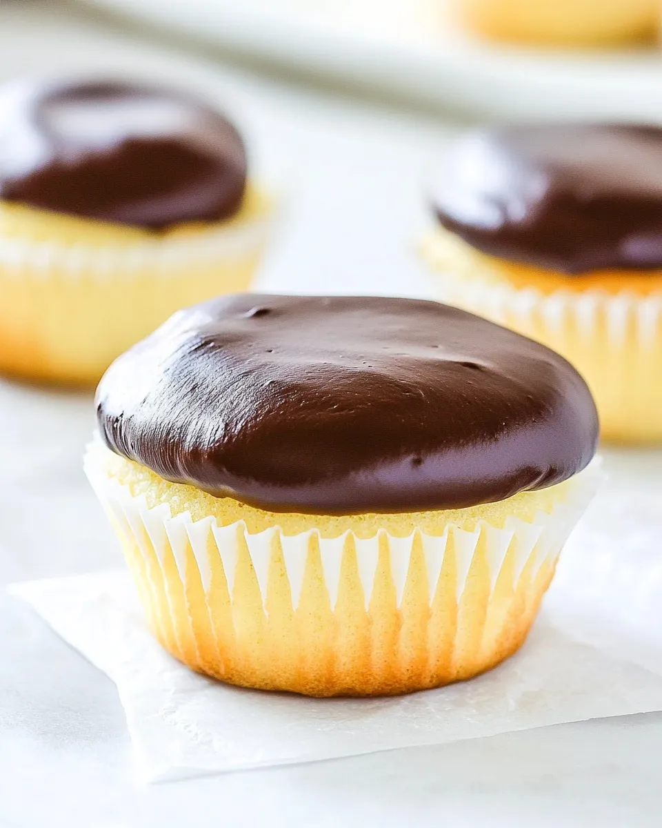 Delicious Boston Cream Cupcakes shot