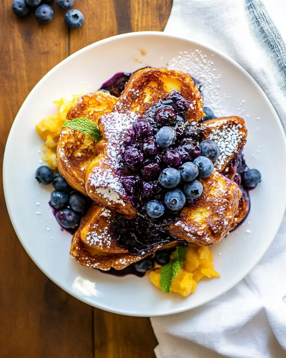 Homemade Brioche French Toast with Blueberry Compote photo