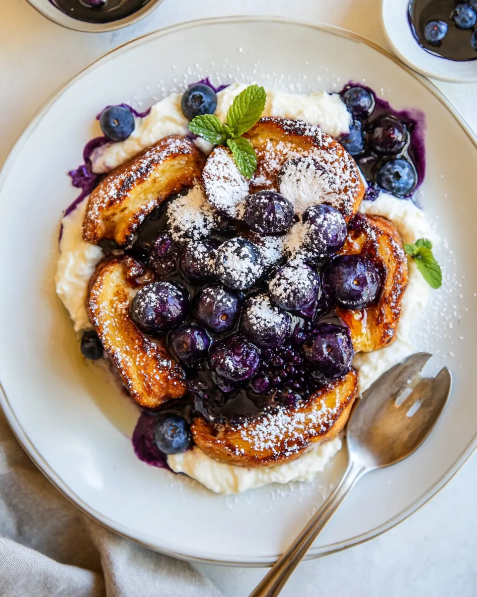 Classic Brioche French Toast with Blueberry Compote image