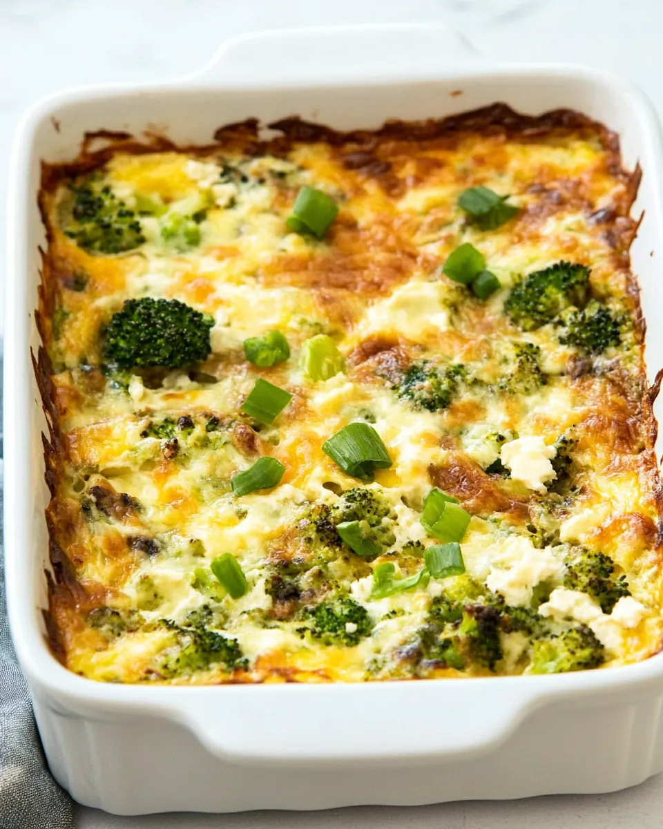 Easy Broccoli and Three Cheese Keto Breakfast Casserole image