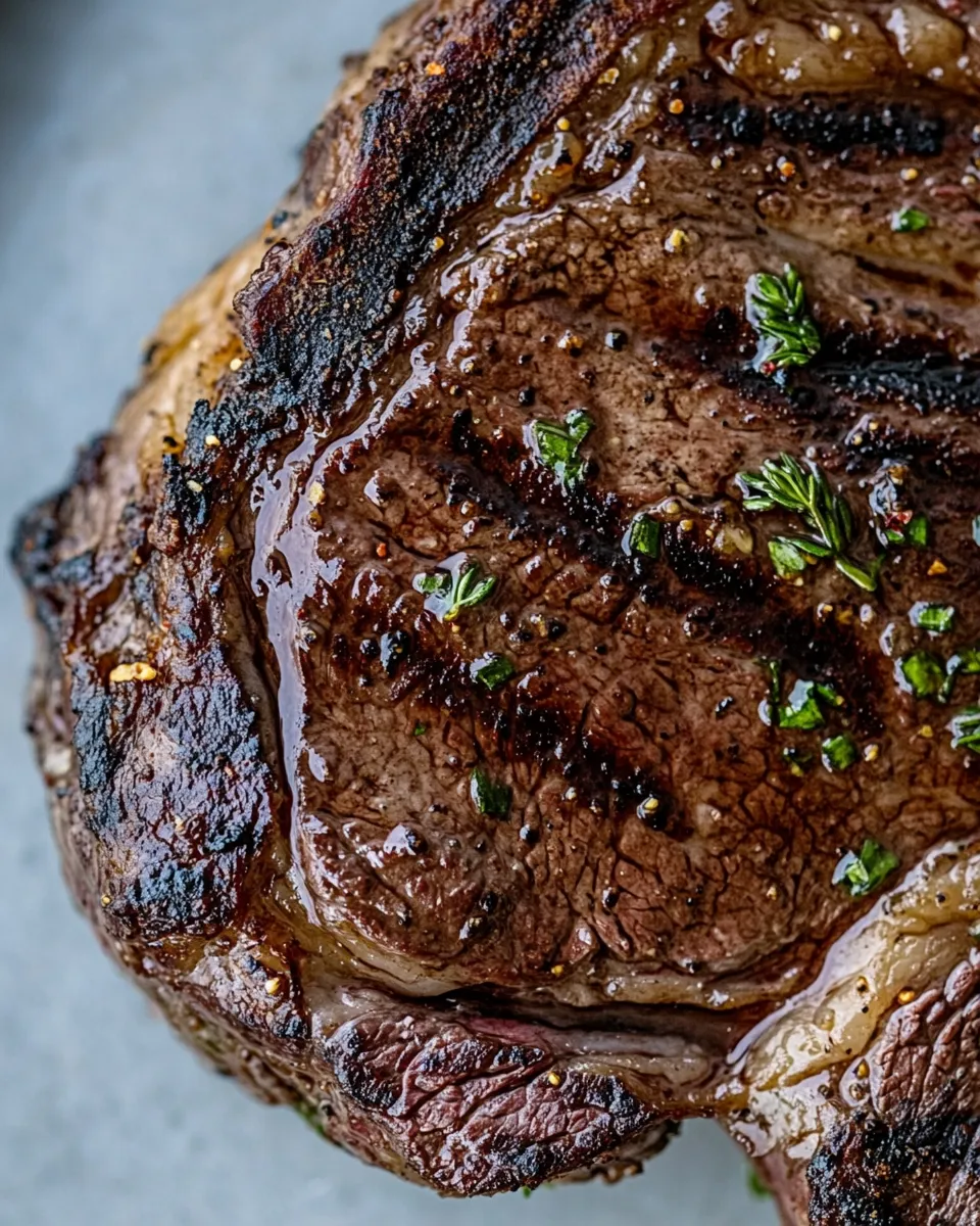 Delicious Broiled Ribeye Steak shot