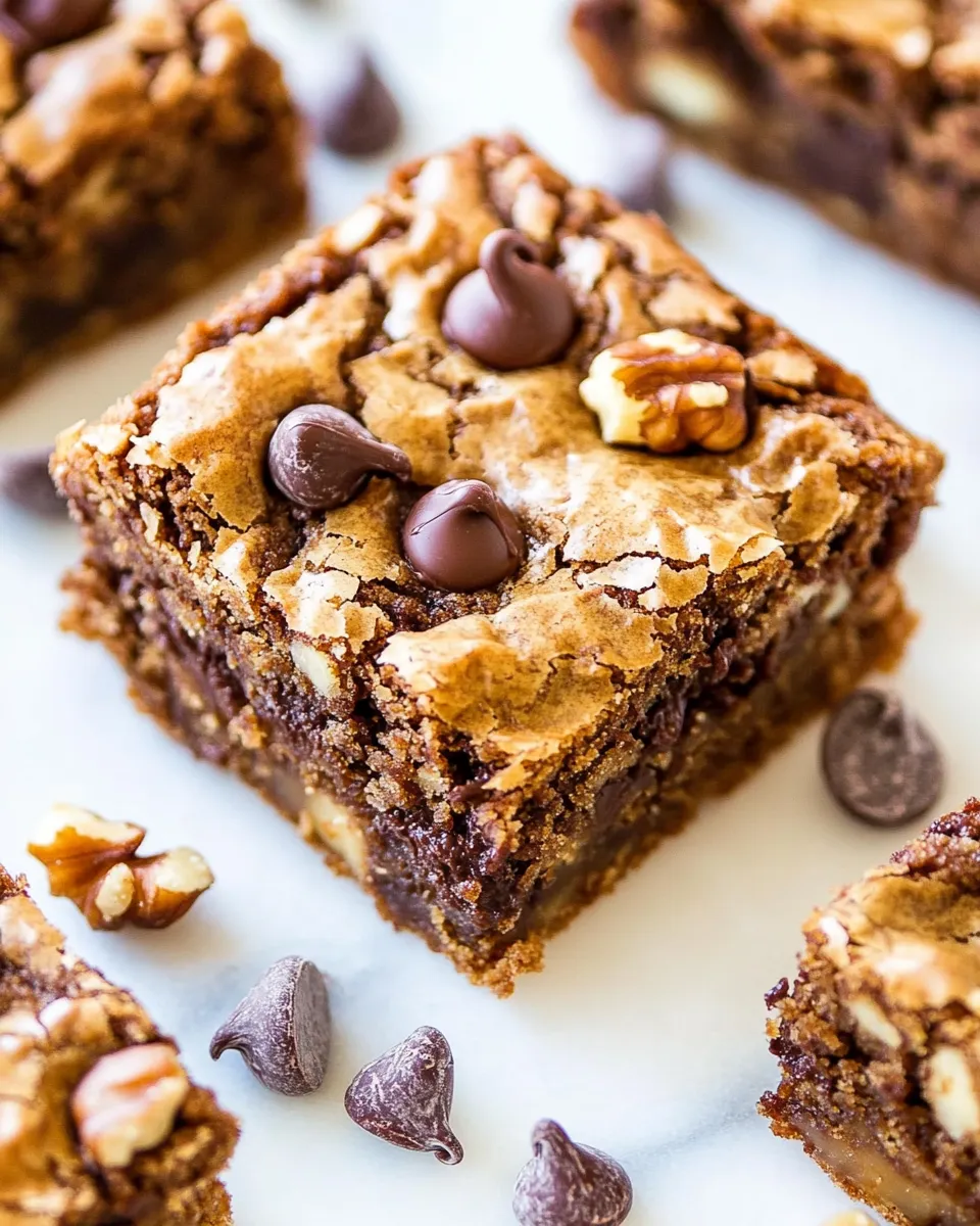 Homemade Brown Butter Walnut Chocolate Chip Blondies photo
