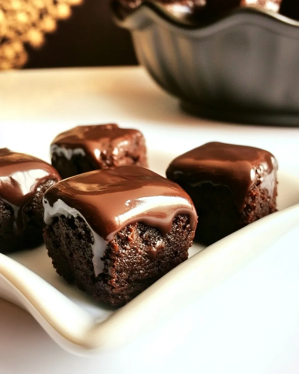 Homemade Brownie Bites with Chocolate Glaze photo