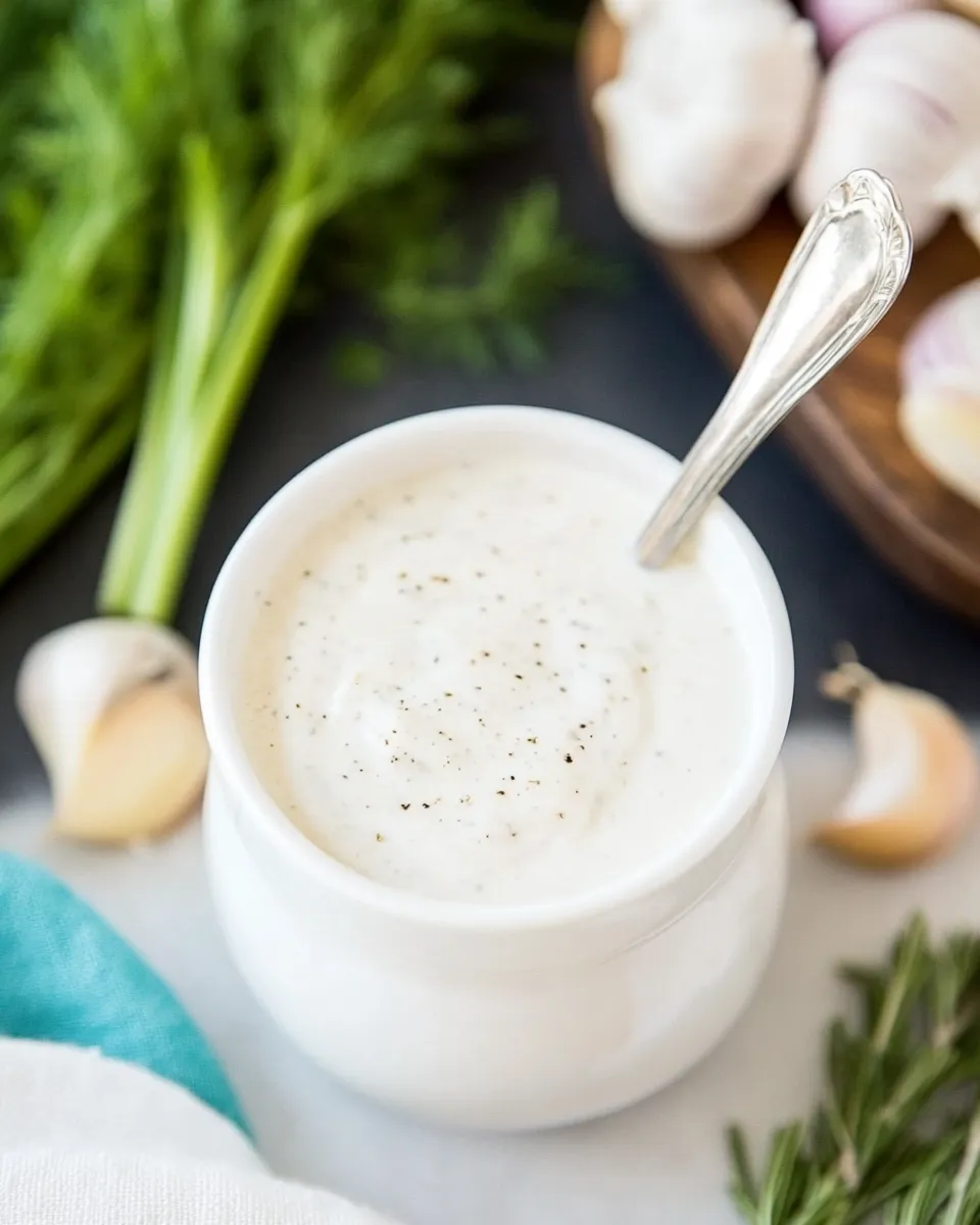 Delicious Buttermilk Garlic Dressing shot