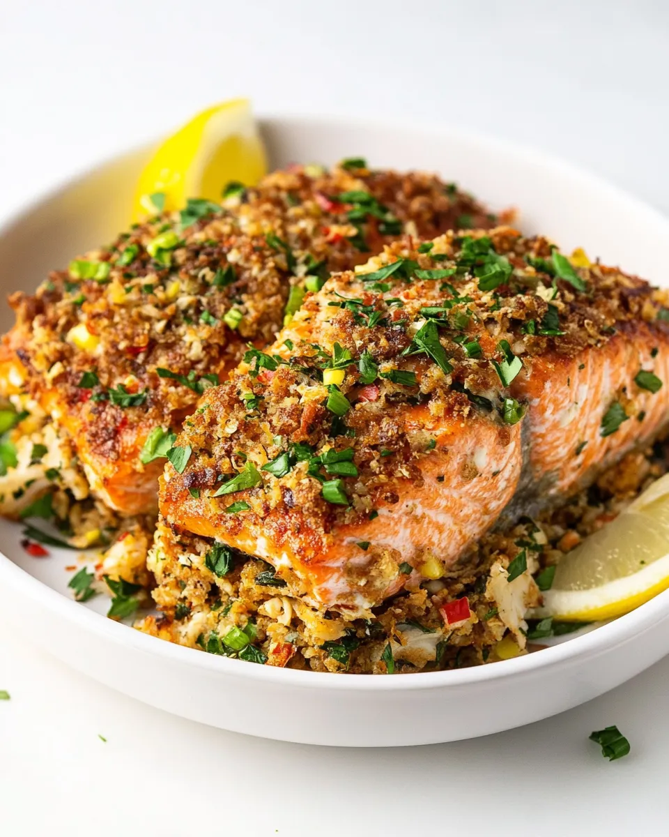 Delicious Cajun Crab Stuffed Salmon image