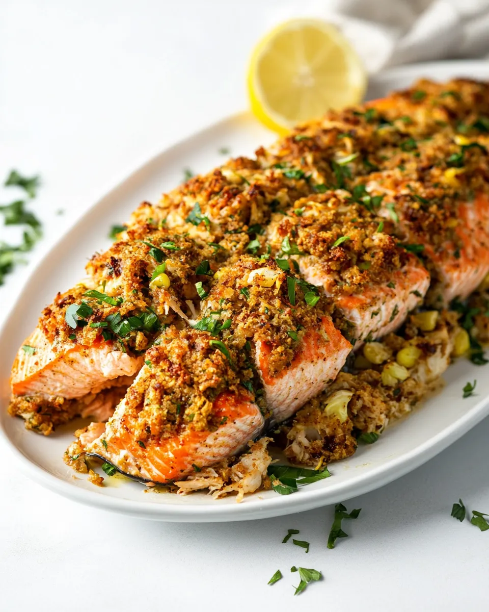 Savory Cajun Crab Stuffed Salmon shot