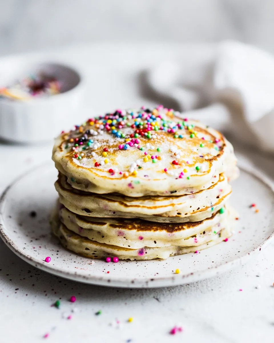 Simple Cake Batter Pancakes. shot