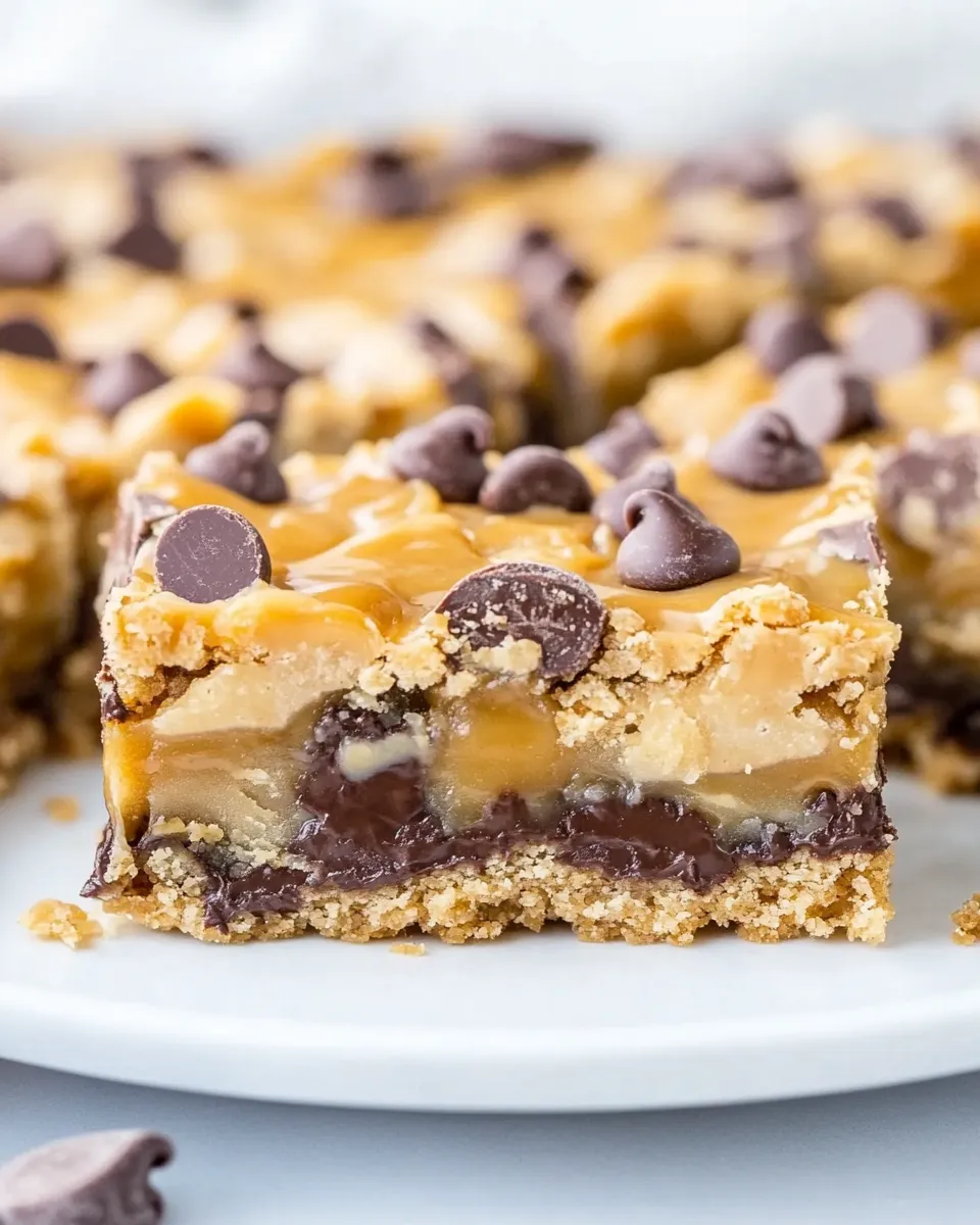 Easy Caramel Peanut Butter Chocolate Chip Gooey Bars image