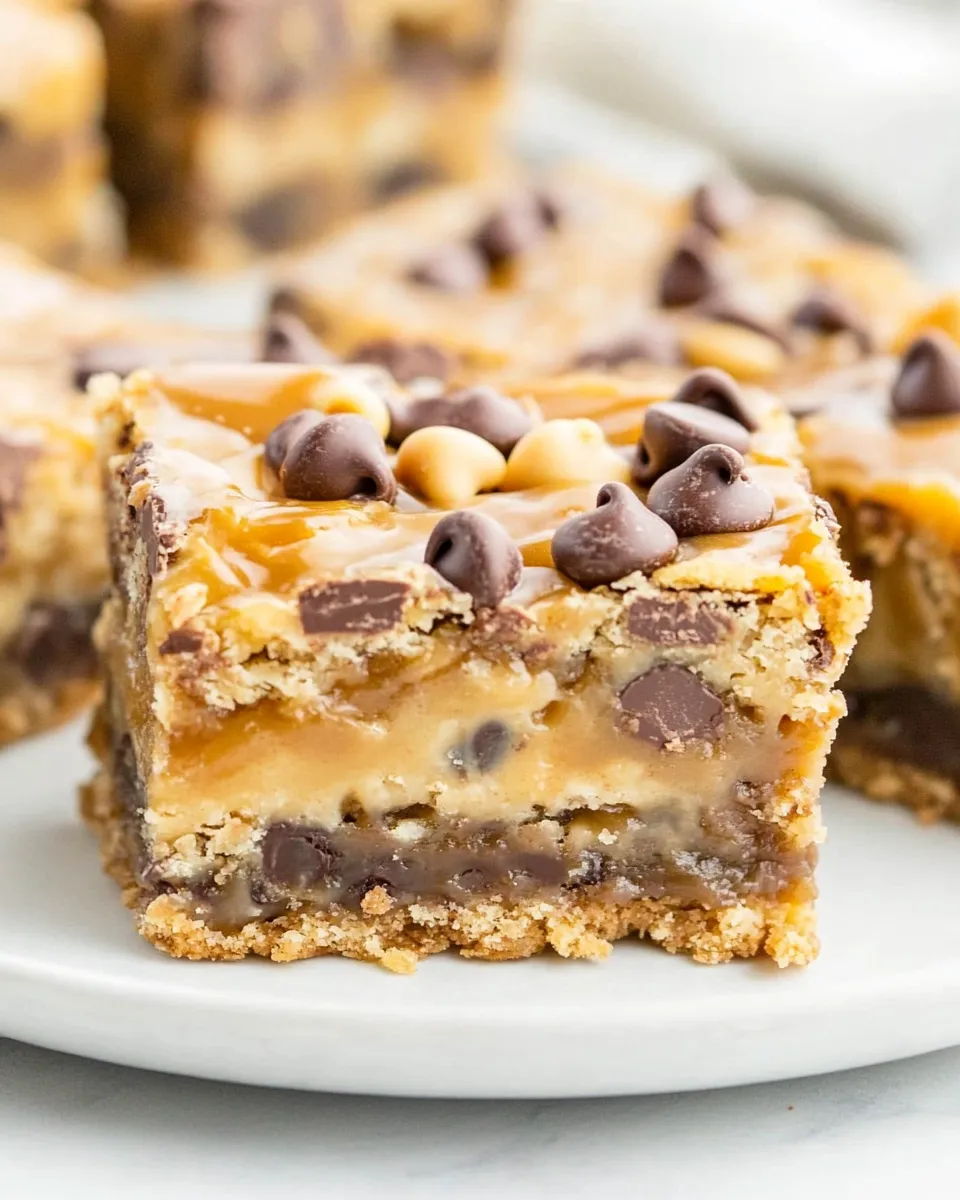 Best Caramel Peanut Butter Chocolate Chip Gooey Bars dish photo